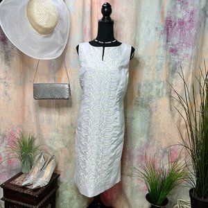 VTG📌 Peter Nygard Beach Wedding Dress with Beading - White Sleeveless Dress